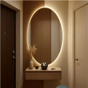 آینه دیواری آزالیا مدل بیضی بک لایت نوردار T4580