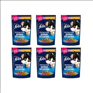 پوچ گربه بالغ فلیکس مدل Appetizing Pieces In Jelly Pack طعم مرغ و بره بسته 6 عددی