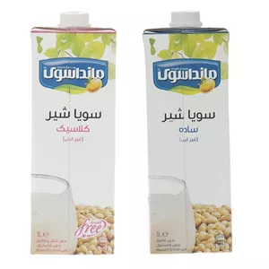 شیر سویا غیرلبنی کلاسیک و ساده مانداسوی - 1000 میلی لیتر بسته 2 عددی