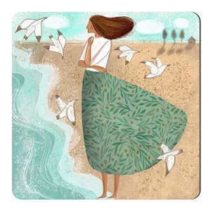 مگنت یخچال طرح بانو و مرغان دریایی کد wmg263