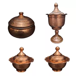 قندان مسی مدل چکش خوار زنجان کد different بسته 4 عددی