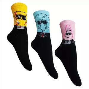 جوراب ساق بلند مردانه تن پوش هنگامه مدل کش اسپرت باب اسفنجی مجموعه 3 عددی