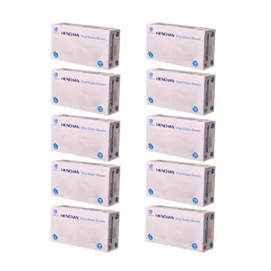 دستکش وینیل غیر پودری هنچان مدل L10 سایز بزرگ (L) ده بسته 100 عددی