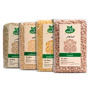 لوبیا چیتی و لپه و عدس و نخود آبگینه - 900 گرم بسته 4 عددی