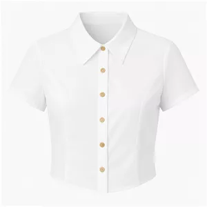 کراپ شومیز آستین کوتاه یقه برگردان زنانه کد 7850