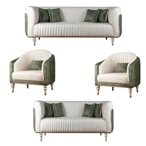 مبل راحتی هفت نفره با روکش پارچه و پایه چوب مبل لوکس شاپ مدل کوئین به همراه 10 کوسن