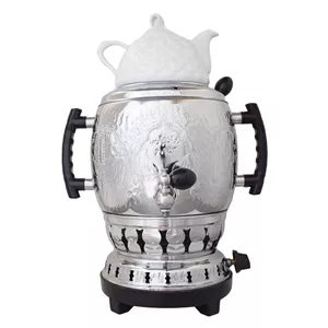 سماور گازی ایران پارس مدل بدون تنوره به همراه قوری چینی  گنجایش ۶ لیتر