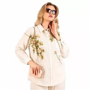 شومیز نخی زنانه طرح گلدوزی ترک کد 0069