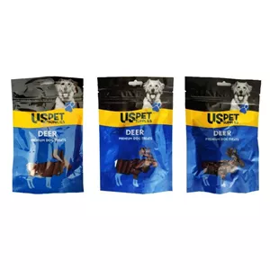 تشویقی سگ یو اس پت مدل پک طعم گوشت گوزن وزن 300 گرم بسته 3 عددی