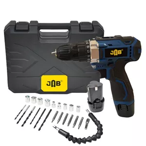 دریل پیچ گوشتی شارژی سه نظام 10 میلیمتری 118 ولت جاب مدل JB-118 Industrial Edition مجموعه 40 عددی