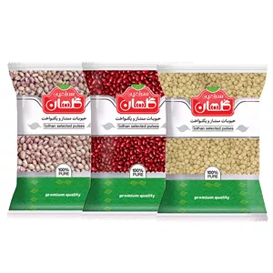 عدس و لوبیا قرمز و لوبیا چیتی سرزمین گلهان - 800 گرم بسته 3 عددی