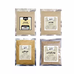 پودر سیر و آویشن و ادویه کاری و پودر پیاز شفیق - 350 گرم مجموعه 4 عددی