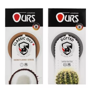 کاندوم خاردار اورز مدل DOTTED  بسته 12 عددی به همراه کاندوم ساده اورز مدل OILY PLUS بسته 12 عددی