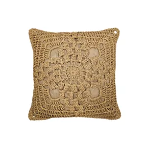 کوسن بافتنی مدل رافیا طرح گل برجسته کد 963