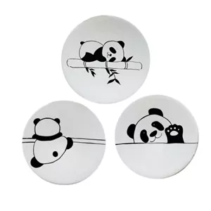 بشقاب دیوارکوب سفالی طرح پاندا کد D452 مجموعه 3 عددی