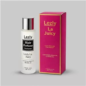 عطر مو لزلی مدل La Juicy حجم 60 میلی‌لیتر، با رایحه گرم و شیرین و حاوی روغن آرگان، مناسب انواع موها
