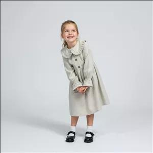 پیراهن آستین بلند یقه ب ب دخترانه مدل عروسکی