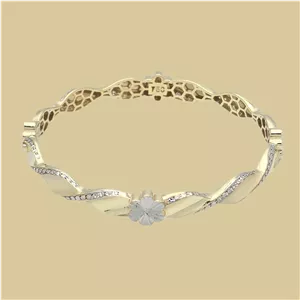 النگو طلا کم اجرت 18 عیار زنانه طلا و شمش برلیان مدل استخوانی کد 155 سایز 1