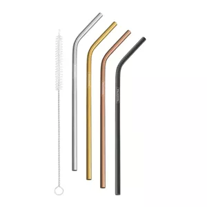 نی نوشیدنی ترامونتینا مدل Multicolor بسته 4 عددی به همراه برس شستشو