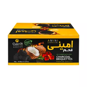 زغال ذغال  امینی مدل نارگیل 10 وزن 1 کیلوگرم