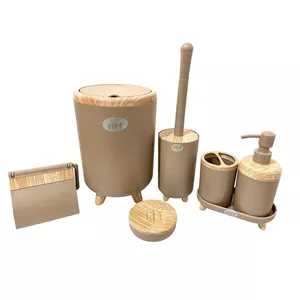 ست سرویس بهداشتی 6 تکه ویپ مدل ماهور طرح چوب