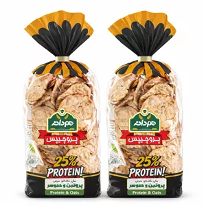 نان خشک چیپسی حاوی پروتئین و جو دوسر هم دانه - 230 گرم بسته 2 عددی