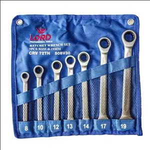 آچار یکسر تخت و یکسر رینگی جغجغه ای لرد مدل AJ-LRD-RAD-7PCS-8.19 مجموعه 7 عددی