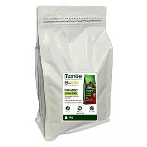 غذای خشک سگ بالغ مونژه مدل Grain Free با طعم بره و سیب زمینی و نخود فرنگی وزن 1 کیلوگرم