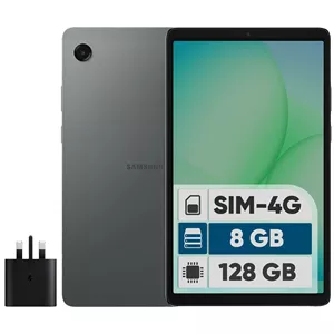 تبلت 8.7 اینچ سامسونگ مدل Galaxy Tab A11 4G، ظرفیت 128 گیگابایت و رم 8 گیگابایت، قابلیت پشتیبانی از سیم کارت، رزولوشن دوربین 8 مگاپیکسل، به همراه شارژر دیواری 25 وات سامسونگ مدل EP-TA800