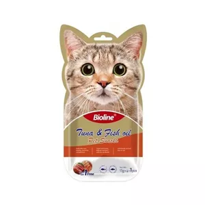 بستنی گربه بایولاین مدل ماهی تن و روغن ماهی وزن 15گرم بسته 5 عددی