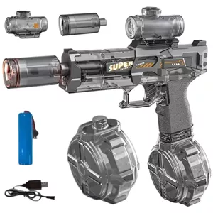 تفنگ آب پاش ناب سل مدل شارژی چراغدار مخزن دار کد ELECTRIC WATER GUN NAAB003 برای رده سنی نوجوان