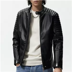 کت چرم مردانه زارا مدل FAUX BIKER 