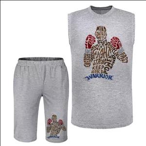 ست تاپ و شلوارک مردانه مدل بوکس  A493 رنک طوسی