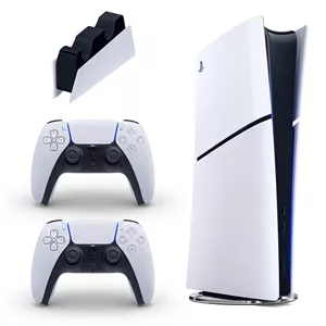 کنسول بازی سونی مدل PlayStation 5 Slim Digital Edition ظرفیت 825 گیگابایت ریجن CFI-2116 اروپا  به همراه دسته اضافی و پایه شارژر