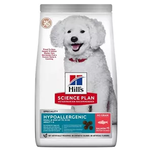 غذا خشک سگ بالغ هیلز مدل Hypoallergenic طعم ماهی سالمون وزن 1500 کیلوگرم