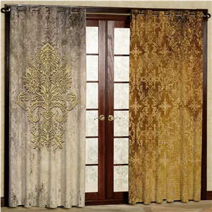 پرده بارمان دکور طرح پتینه مدل مخمل پانچی کد 1008LR W سایز 140x280 سانتی متر