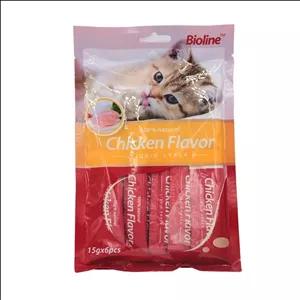 بستنی تشویقی گربه بایولاین با طعم مرغ 15 گرمی بسته 6 عددی