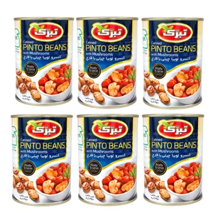 کنسرو لوبیا چیتی با قارچ تبرک - 350 گرم بسته 6 عددی