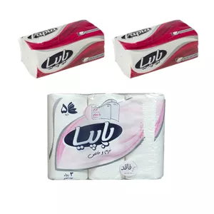 دستمال حوله ای و دستمال کاغذی پاپیا مدل 2SH3 مجموعه 3 عددی