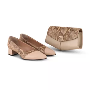 ست کیف و کفش پاشنه‌دار زنانه چرم یلسان مدل هیلدا کد ALIS-RTL-924-krm