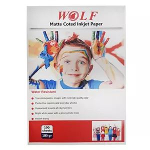 کاغذ چاپ عکس کوتد ولف مدل Matte Coted Inkjet Paper 180G سایز A4 بسته 50 عددی