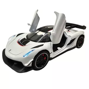 ماکت ماشین سواری اسپرت ناب سل مدل Koenigsegg JESKO فلزی موزیکال چراغدار، درب خفاشی بازشو، چرخ لاستیکی و قابلیت عقب‌کش همراه با استند