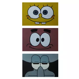 تابلو نقاشی اکریلیک مدل باب اسفنجی مجموعه 3 عددی