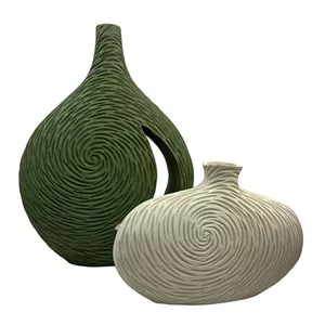 گلدان دکوری مدل چوبی آنتیک مجموعه دو عددی