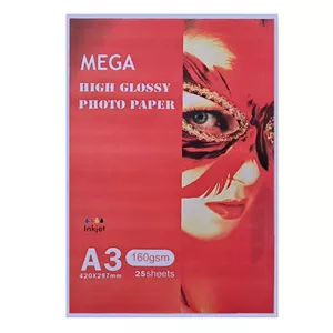  کاغذ چاپ عکس گلاسه مگا کد 160 سایز A3  بسته 25 عددی