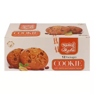 کیک کوکی با کشمش و مغز بادام زمینی نادری - 35 گرم بسته 12 عددی