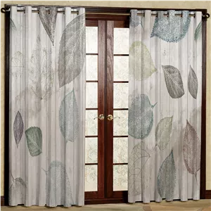  پرده بارمان دکور طرح برگ پتینه مدل هازان پانچی کد 56-2355 W سایز 140x280 سانتی متر