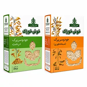 جو دوسر پرک صبحانه فوری و جو دوسر پرک درشت خوش خوراک - ۲۰۰ گرم بسته ۲عددی