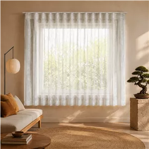 پرده تیکو دکو مدل مینیمال اماده ست کامل طرح حریر ابریشم  محو سایز 220 × 115 سانتی‌متر مجموعه 8 عددی
