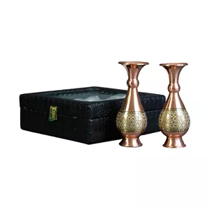 گلدان خاتم کاری مسی مدل JK01 بسته دو عددی 